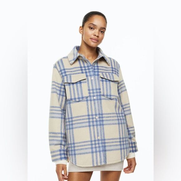 H&M Plaid Jacket Shacket New - Picture 2 of 8